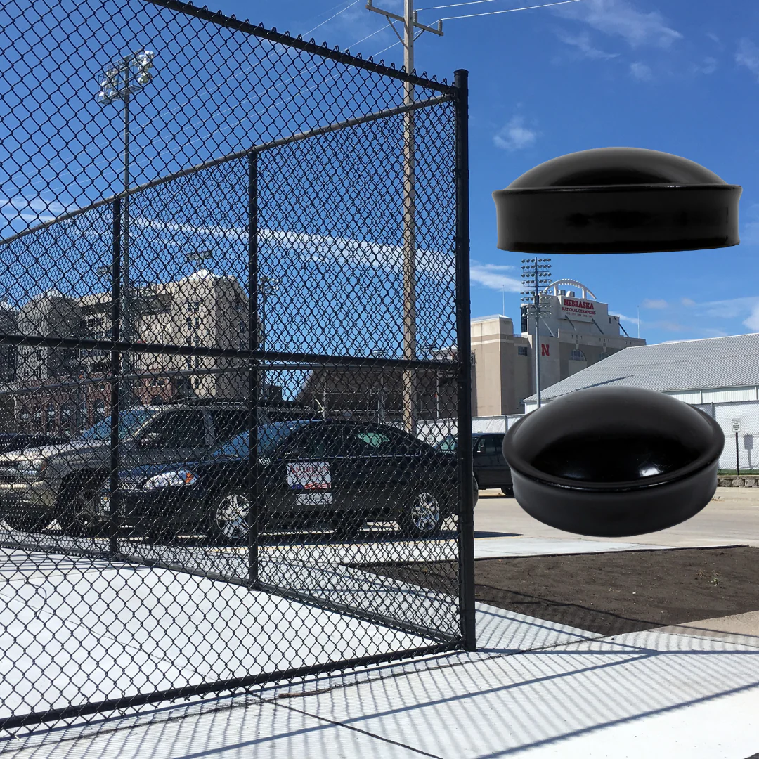 3" Black Steel Terminal Cap For Chain Link Fences - Image 3