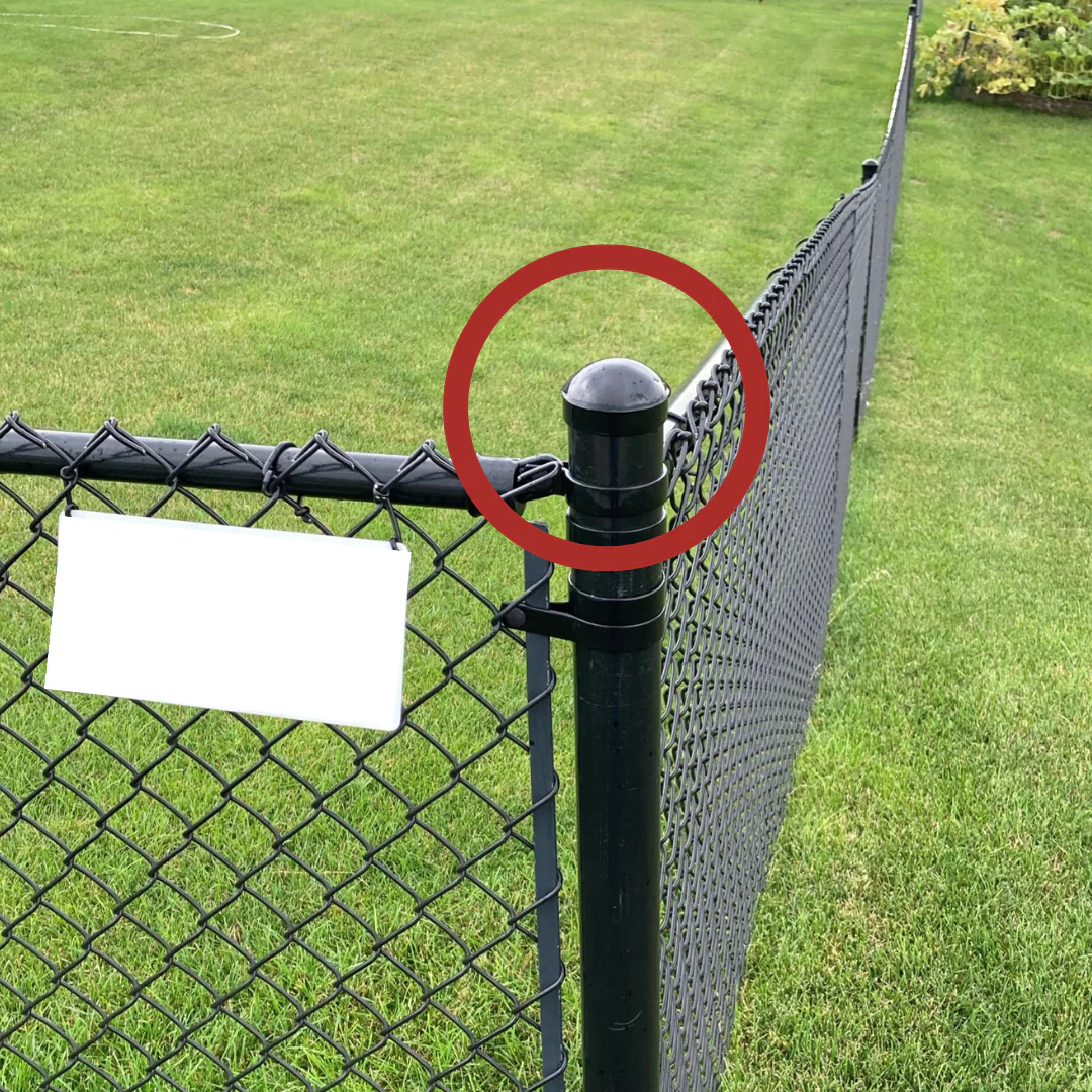 3" Black Steel Terminal Cap For Chain Link Fences - Image 4